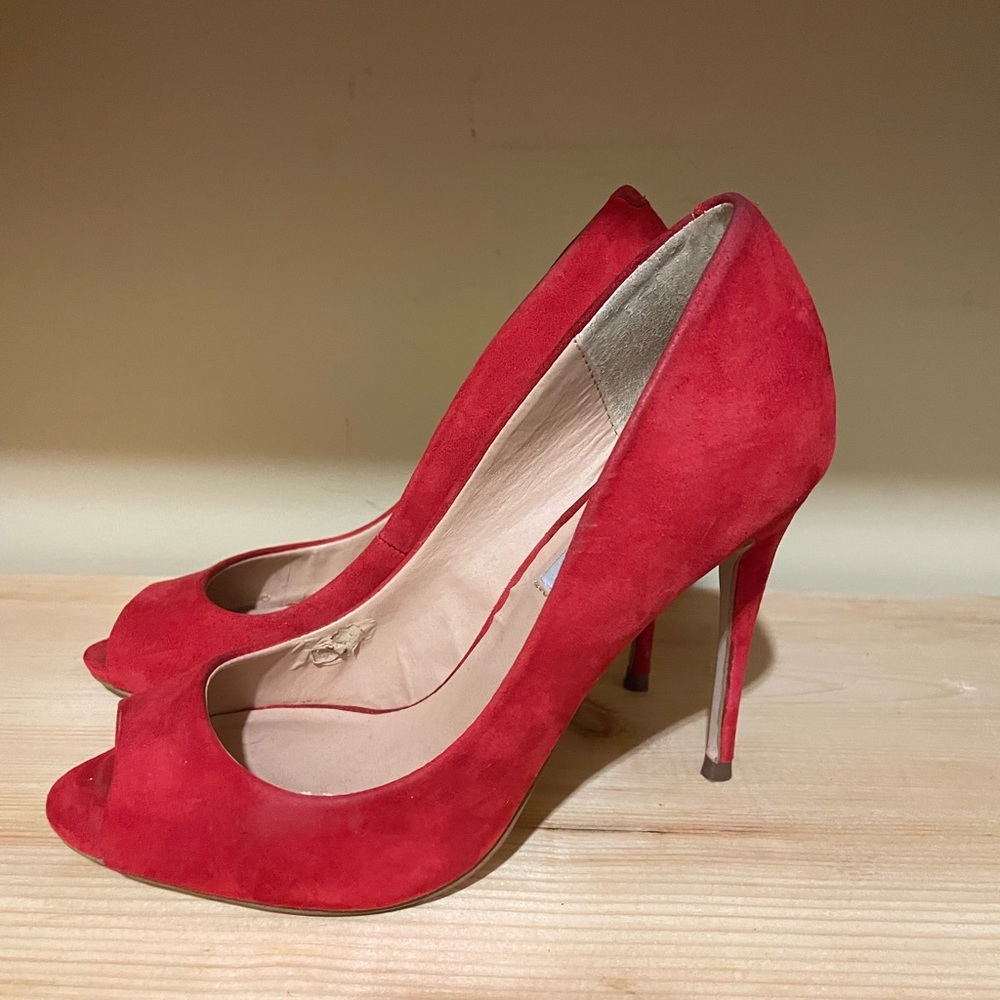 Red suede heels